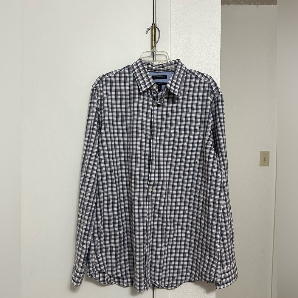 Banana Republic Men’s Slim Flit Button Up Plaid Shirt Sz XL